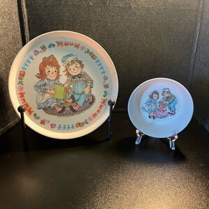 Raggedy Ann Andy Bowl Plate Set Melamine Oneida‎ Toddler Child Doll 1969